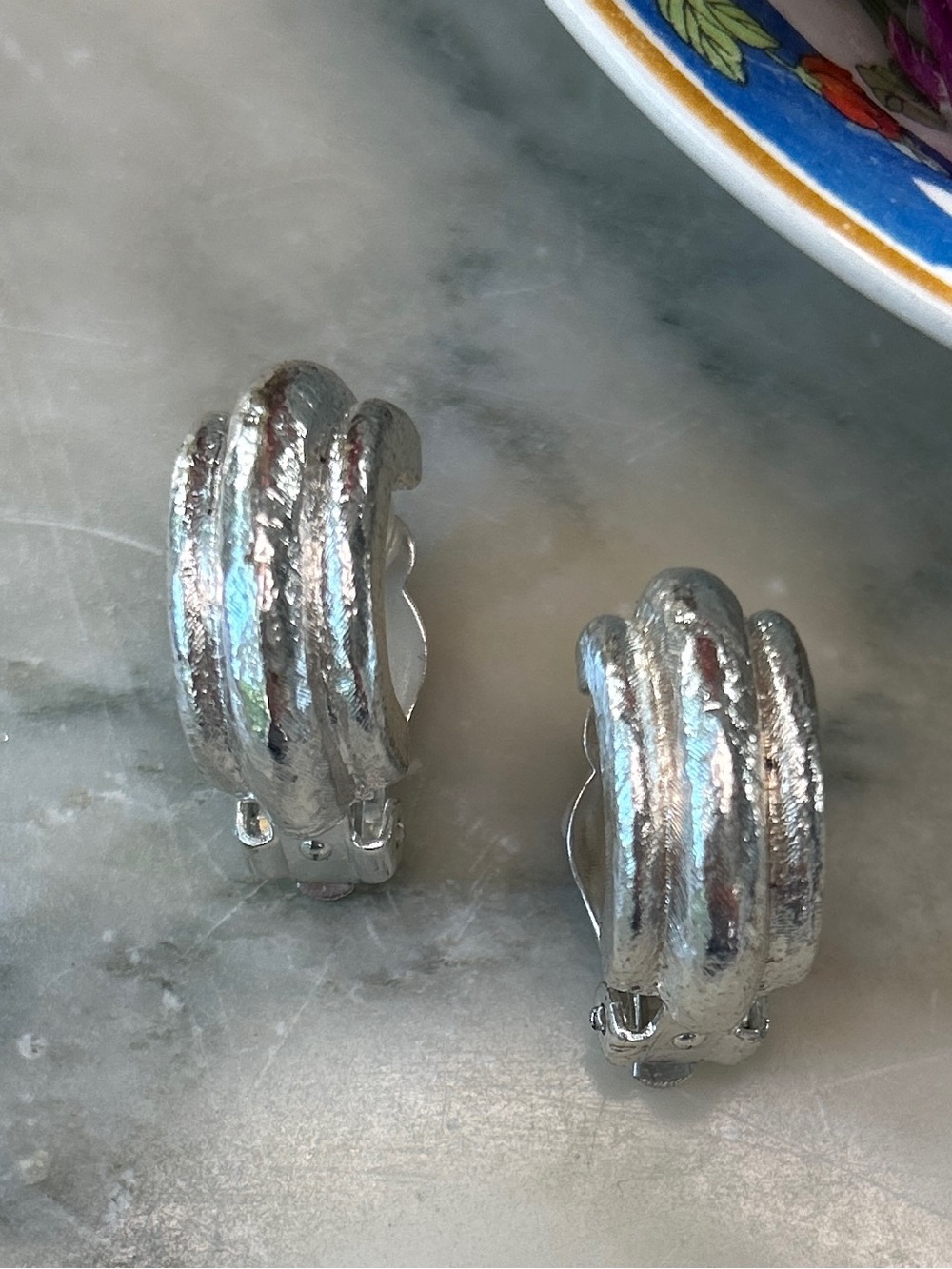 Crown Trifari Semi Hoop Earrings